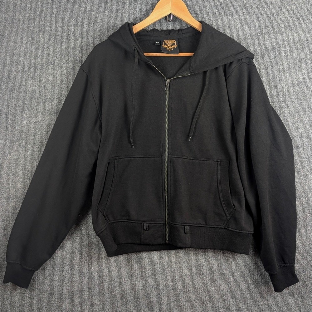 Milwaukee Leather Mens XXL Performance Apparel Black Zip Up Hoodie Sweatshirt